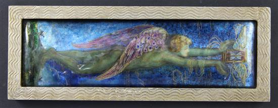 Ernestine Mills. An Arts & Crafts rectangular enamel plaque, enamel plaque 9.5 x 2.75in.